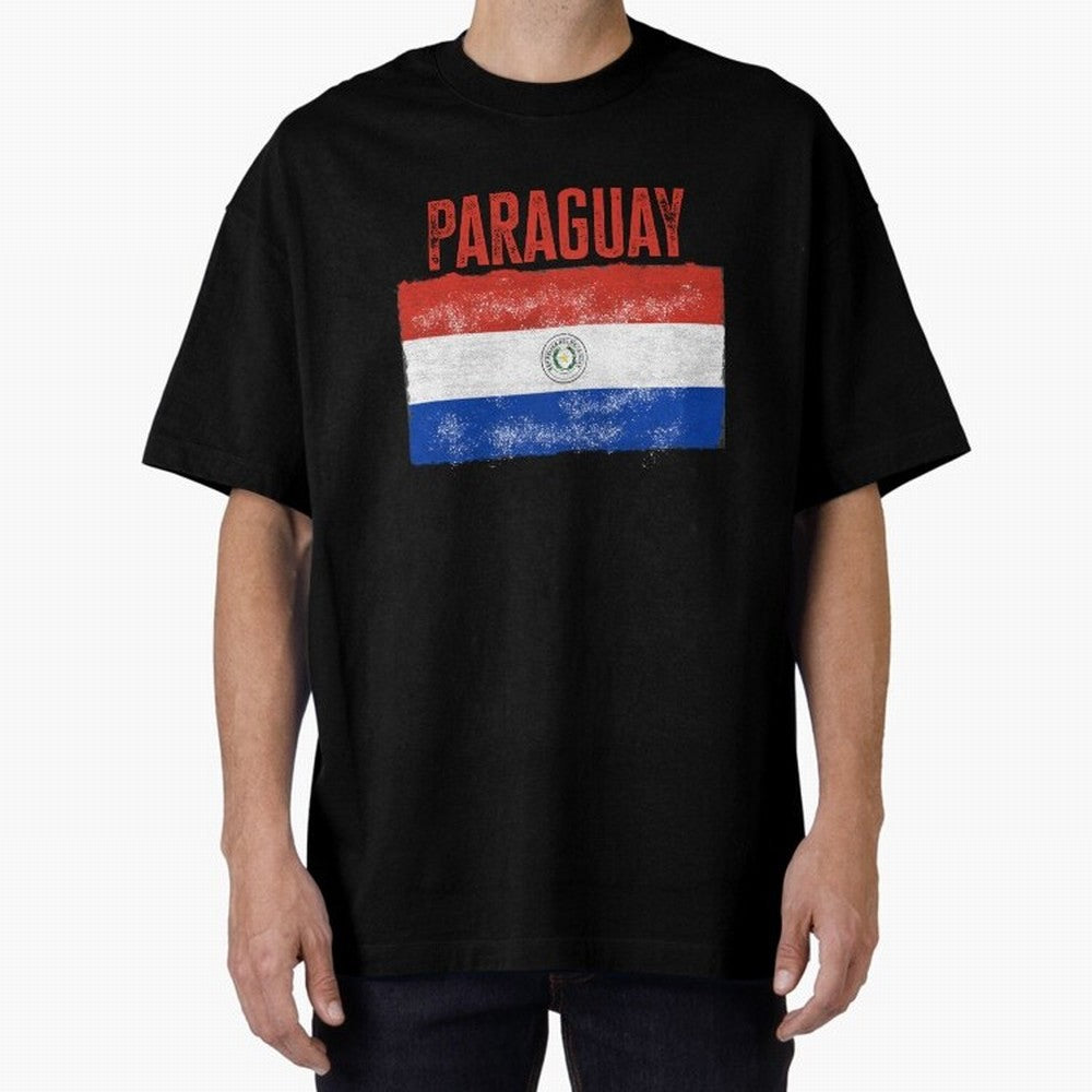 Paraguay Oversized T-Shirt Follow FIFA World Cup 2026 Group Stage Celebrating Haaland and Mbappe, England and Germany Energy, Retro Football Energy, Iconic Rivalries, Trophy Chase Drama and Stadium Atmosphere; Ideal for Football Dads, Football