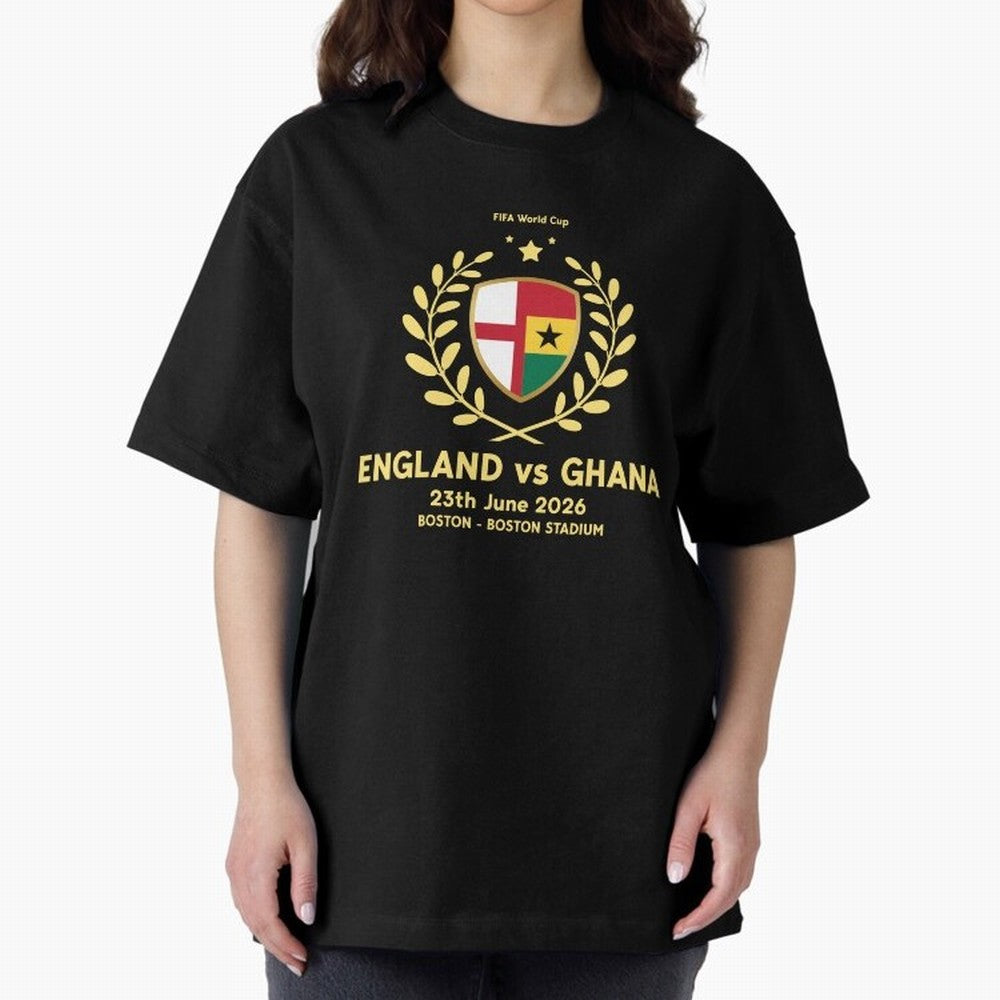 FIFA World Cup - England v Ghana Oversized T-Shirt Feel the Trophy Chase of the FIFA World Cup 2026 USA Canada Mexico Journey through Cristiano Ronaldo Highlights, England, France and Netherlands Pride, Match Day Excitement, Supporter Culture,