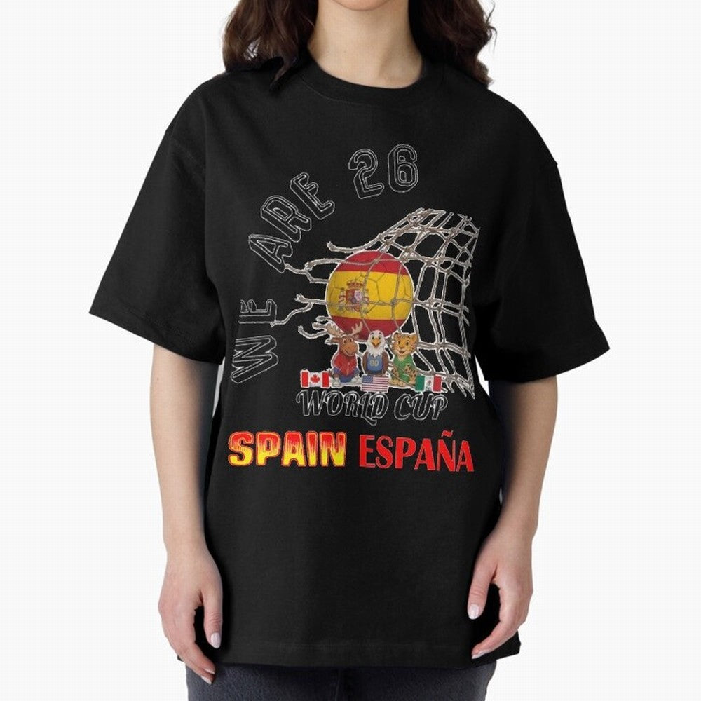 World cup 26 - Spain Oversized T-Shirt Celebrate the Road through FIFA World Cup 2026 Group Stage Spirit, Centered on Portugal, Spain and Germany, Haaland, Goal Celebration Energy, Supporter Heritage, Football Icons and Worldwide Tournament Joy;