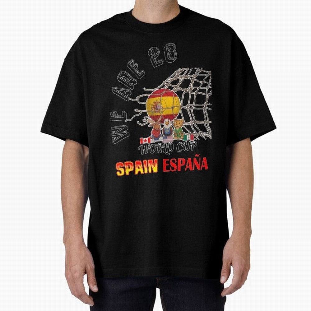 World cup 26 - Spain Oversized T-Shirt Celebrate the Road through FIFA World Cup 2026 Group Stage Spirit, Centered on Portugal, Spain and Germany, Haaland, Goal Celebration Energy, Supporter Heritage, Football Icons and Worldwide Tournament Joy;