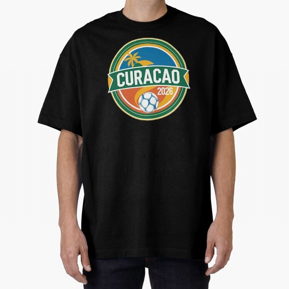 Curacao WC 2026 Oversized T-Shirt Celebrate Soccer Greatness during Match Day Hype around FIFA World Cup 2026, CR7 and Messi, Portugal, Spain and Germany, Vintage Soccer Flavor, Modern Football Stars, National Flags and Final Night Emotion; Made