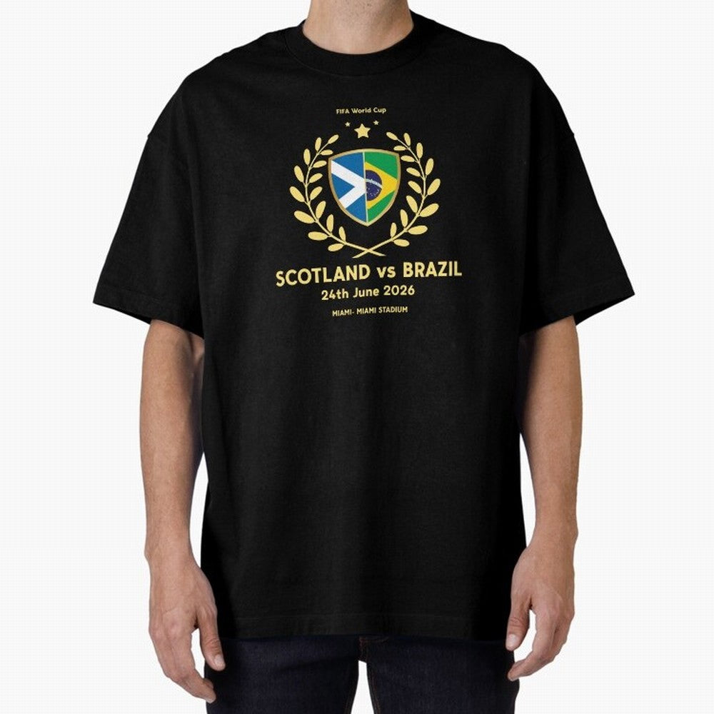 FIFA World Cup - Scotland v Brazil Oversized T-Shirt Show Match Day Excitement for FIFA World Cup 2026 Featuring Messi, CR7 and Mbappe, Netherlands Energy, Tournament Hype, Historic Matchups, Family Viewing Parties and Global Sports Pride; Ideal