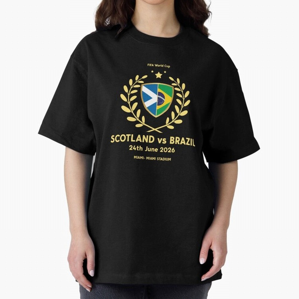 FIFA World Cup - Scotland v Brazil Oversized T-Shirt Show Match Day Excitement for FIFA World Cup 2026 Featuring Messi, CR7 and Mbappe, Netherlands Energy, Tournament Hype, Historic Matchups, Family Viewing Parties and Global Sports Pride; Ideal
