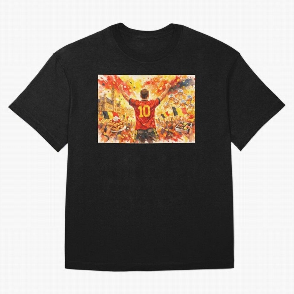 Belgian Celebration with Atomium Belgium Soccer Vibes Oversized T-Shirt Celebrate Football Heritage in FIFA World Cup 2026 Group Stage for Fans of Cristiano Ronaldo, Haaland and CR7 and France, Bringing Championship Spirit, Famous Goals, Roaring