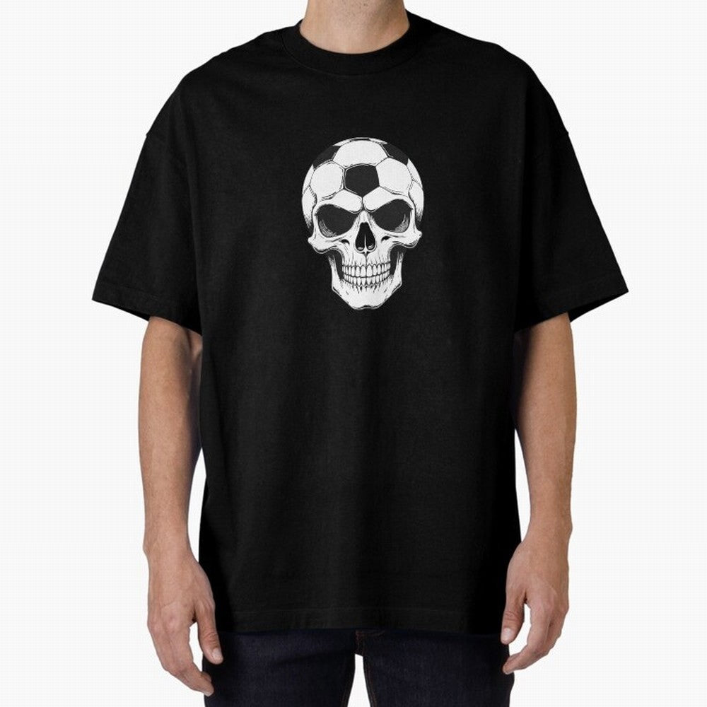 Soccer Skull in Goal Net - Dark Soccer Death Goal Oversized T-Shirt Make Game Day About FIFA World Cup 2026 Group Stage for Fans of Haaland and Argentina and Brazil, Bringing Soccer Culture, Superstar Moments, National Team Dreams and Competitive