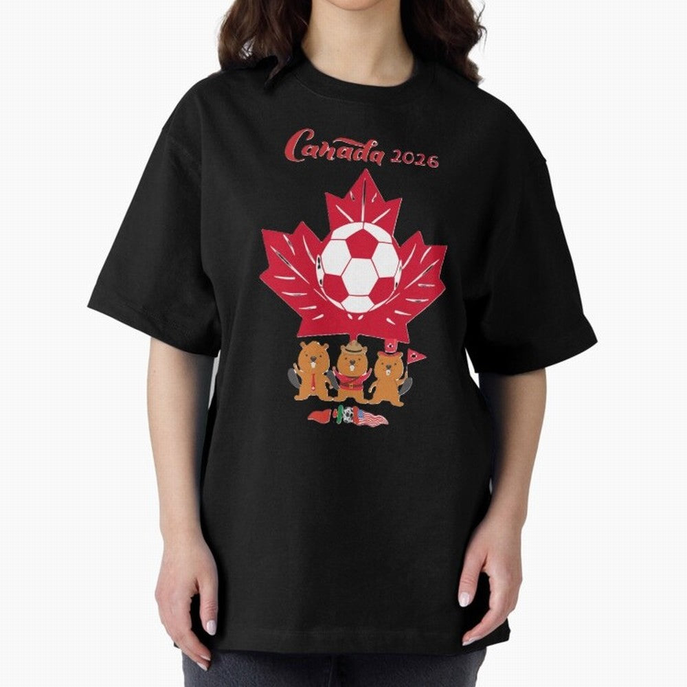 Canada 2026 Oversized T-Shirt Step into FIFA World Cup 2026 Built around Neymar, Argentina and Brazil Energy, Championship Spirit, Famous Goals, Roaring Crowds and International Football Unity; Great for Watch Parties, Sports Bars, Family Nights,