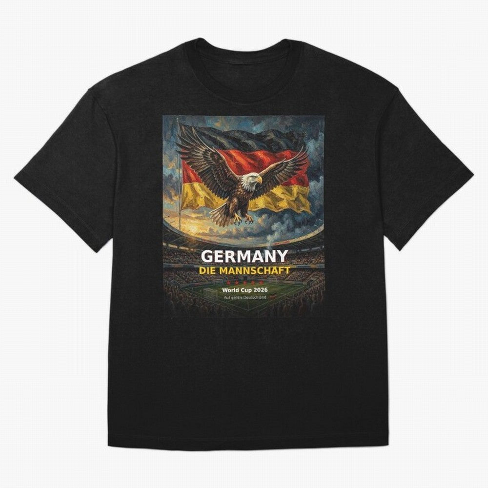 Germany Die Mannschaft - World Cup 2026 Soccer Fan Tee Oversized T-Shirt Capture Stadium Memories from FIFA World Cup 2026 Group Stage Spirit, Featuring England and Germany, Messi and Cristiano Ronaldo, Football Festival Excitement, Trophy