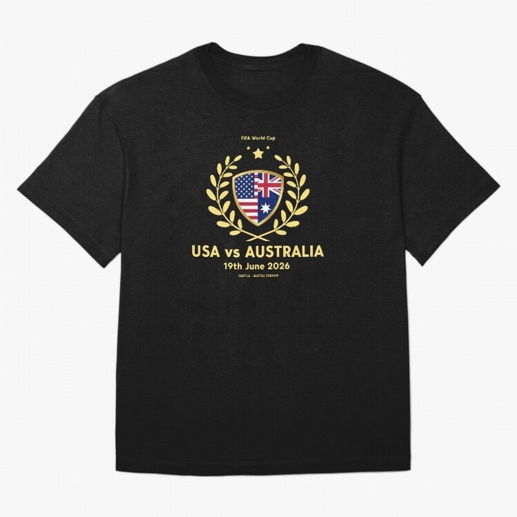 FIFA World Cup - USA v Australia Oversized T-Shirt Create FIFA World Cup 2026 Group Stage Spirit, Inspired by Portugal, Spain and Germany, Mbappe and Neymar, Sports Nostalgia, International Competition, Famous Players and Unforgettable Victories;