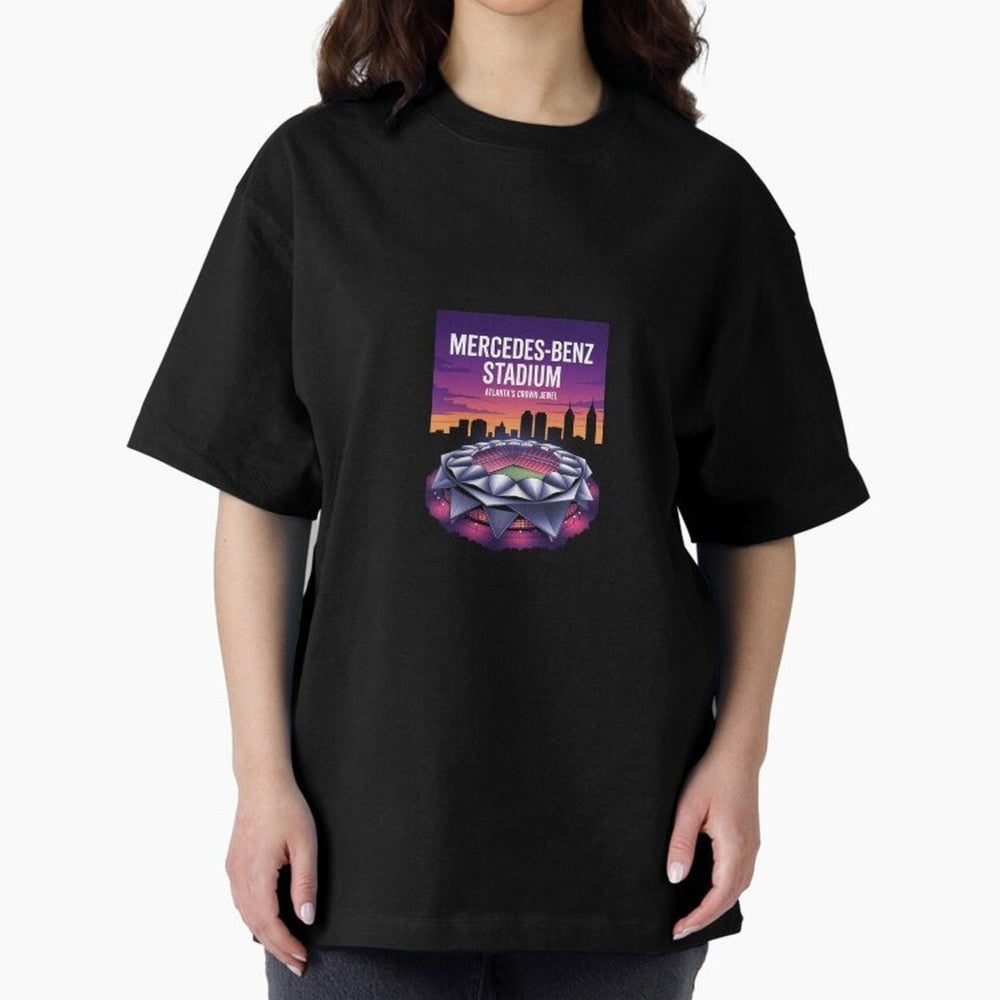 Atlanta Stadium Oversized T-Shirt Spotlight Global Football Passion for FIFA World Cup 2026 Group Stage, with Messi, France, Supporter Pride, Iconic Celebrations, Legendary Names and Global Match Day Energy; Ideal for Passionate Fans Who Love