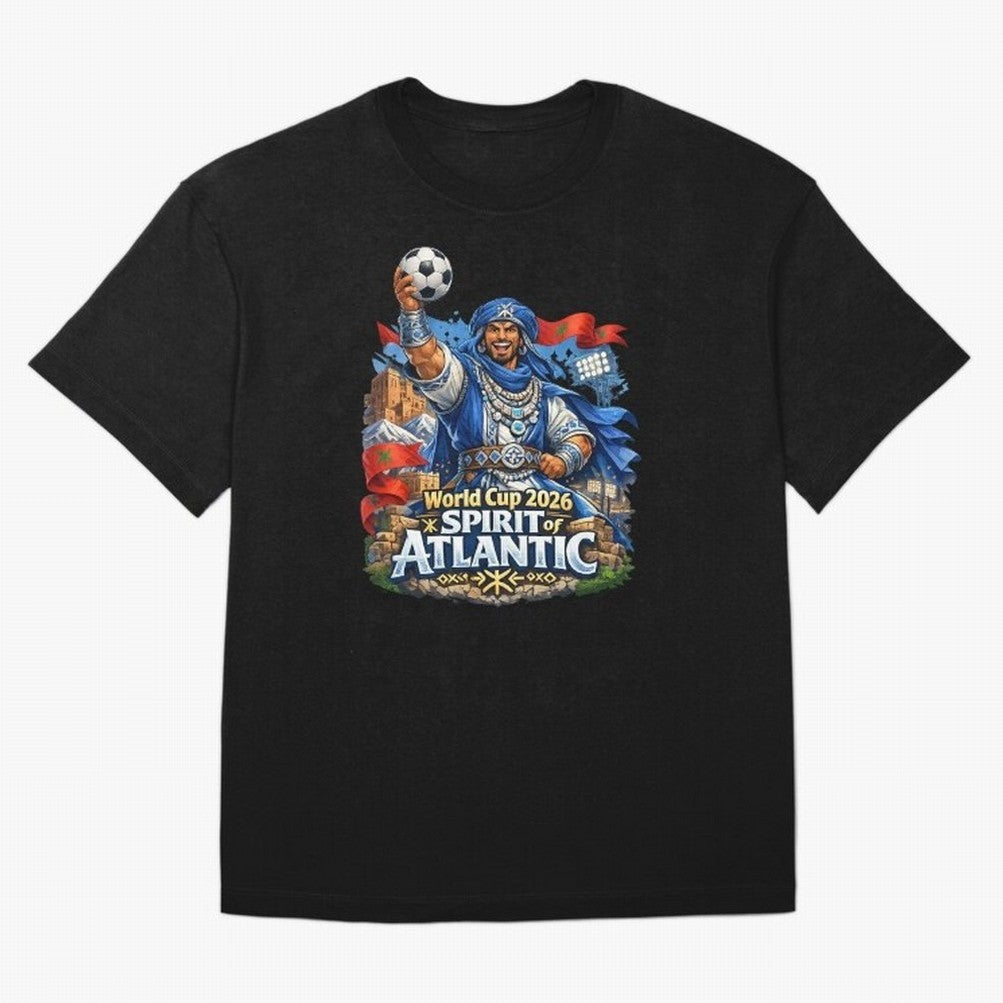 Moroccan World Cup 2026 Spirit of Atlantic Oversized T-Shirt Represent the Passion of FIFA World Cup 2026 USA Canada Mexico for Fans of Cristiano Ronaldo, Haaland and CR7 and Netherlands, Bringing Soccer Culture, Superstar Moments, National Team