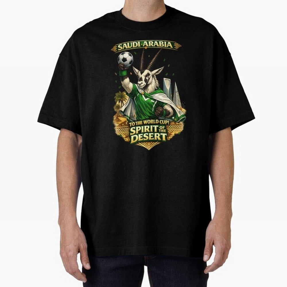 Saudi Arabia World Cup Desert Spirit Oversized T-Shirt Feel the Heartbeat of FIFA World Cup 2026 for Fans of CR7 and England and Germany, Bringing Goal Celebration Energy, Supporter Heritage, Football Icons and Worldwide Tournament Joy; Created for