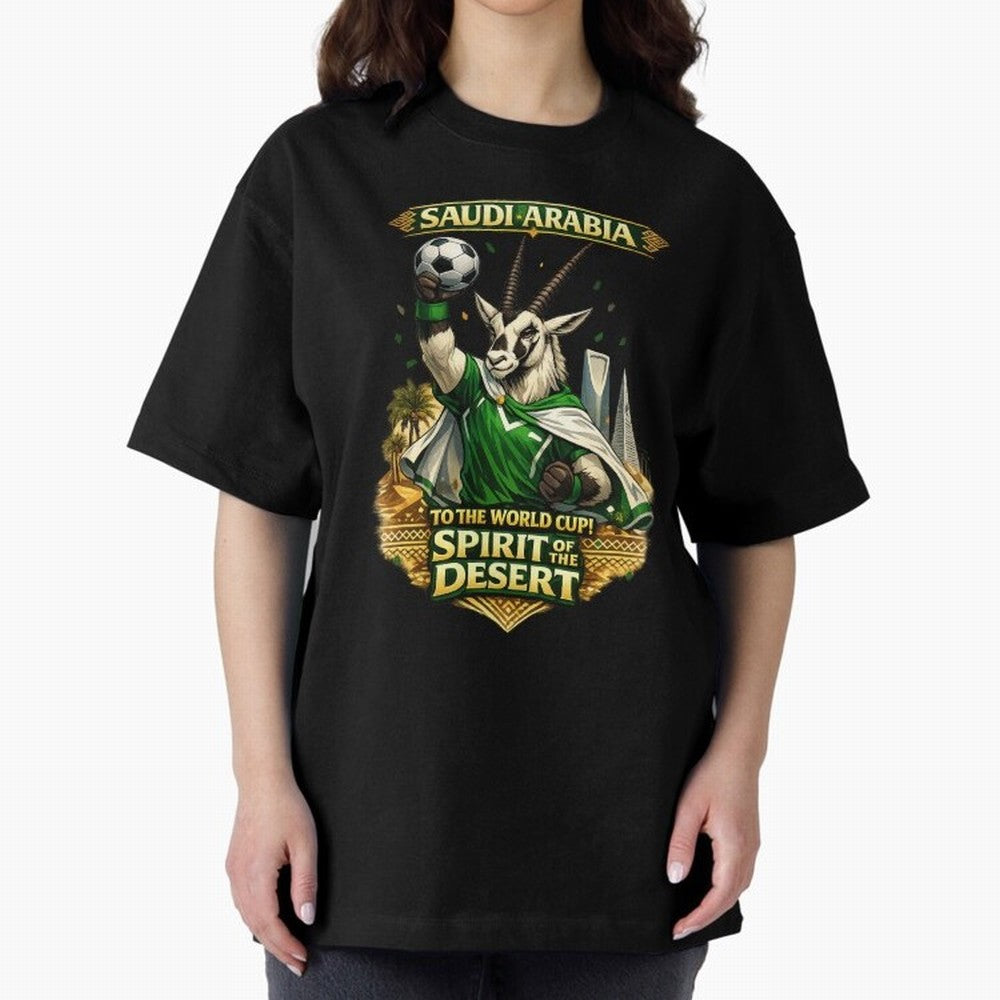 Saudi Arabia World Cup Desert Spirit Oversized T-Shirt Feel the Heartbeat of FIFA World Cup 2026 for Fans of CR7 and England and Germany, Bringing Goal Celebration Energy, Supporter Heritage, Football Icons and Worldwide Tournament Joy; Created for