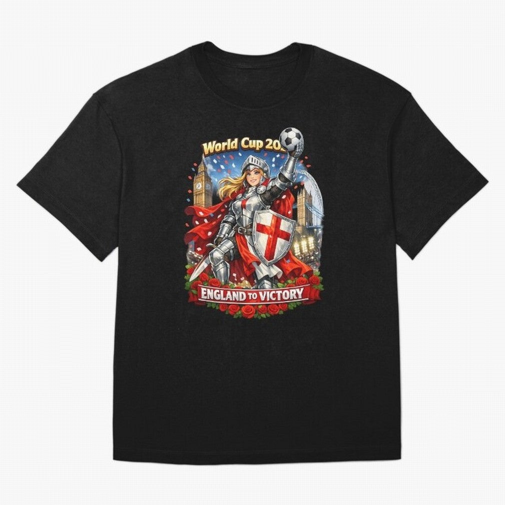 England To Victory Knight World Cup 2026 Oversized T-Shirt Share FIFA World Cup 2026 USA Canada Mexico with Haaland and Mbappe, Argentina Energy, Game Day Rituals, Football Legends, Country Pride and the Road to the Final; Perfect for Fans,