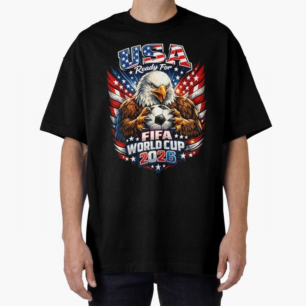 Soccer Pride Design For American Football Fans USA FIFA World Cup 2026 Oversized T-Shirt Celebrate Match Day Hype around FIFA World Cup 2026 Group Stage, Mbappe and Neymar, Portugal, Stadium Chants, National Pride, Trophy Dreams and Unforgettable