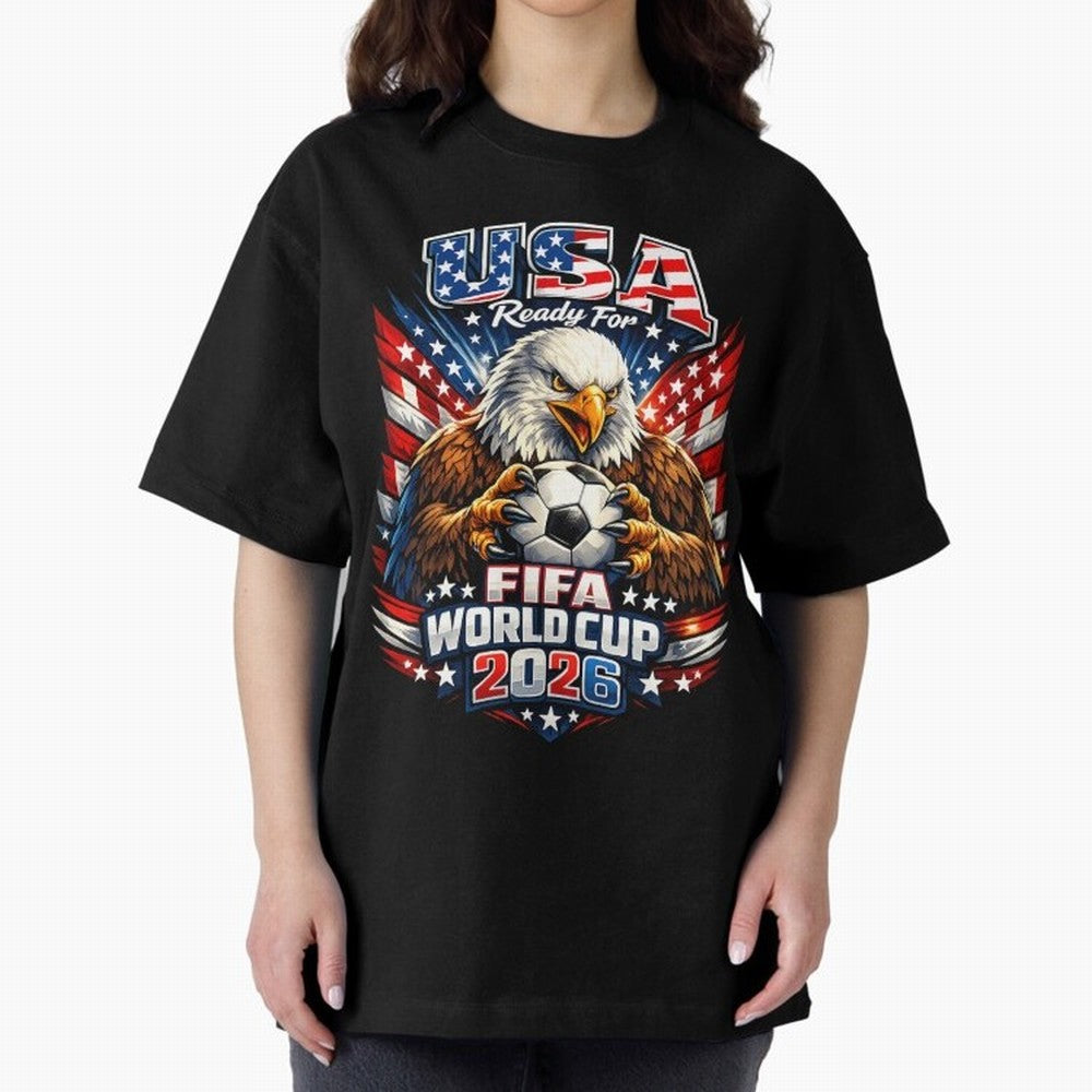 Soccer Pride Design For American Football Fans USA FIFA World Cup 2026 Oversized T-Shirt Celebrate Match Day Hype around FIFA World Cup 2026 Group Stage, Mbappe and Neymar, Portugal, Stadium Chants, National Pride, Trophy Dreams and Unforgettable