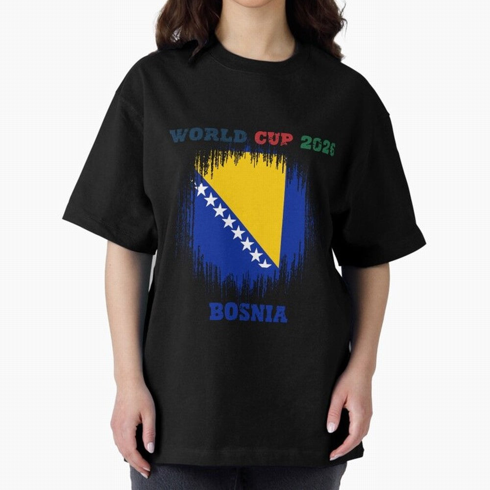 BOSNIA WORLD CUP 2026 Oversized T-Shirt Join Global Football Passion for FIFA World Cup 2026 USA Canada Mexico, with Mbappe, England, France and Netherlands, Football Passion, Legendary Performances, Festival Vibes and Supporter Community; Made for