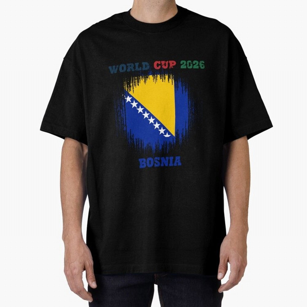 BOSNIA WORLD CUP 2026 Oversized T-Shirt Join Global Football Passion for FIFA World Cup 2026 USA Canada Mexico, with Mbappe, England, France and Netherlands, Football Passion, Legendary Performances, Festival Vibes and Supporter Community; Made for