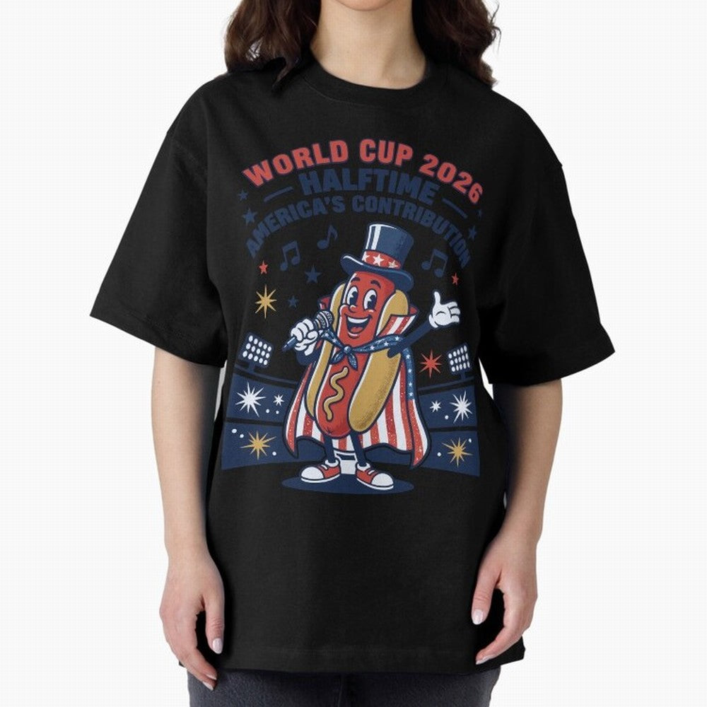 World Cup 2026 Halftime ¡ª America's Contribution V2 Oversized T-Shirt Refresh the FIFA World Cup 2026 USA Canada Mexico Journey through Neymar Highlights, Argentina and Brazil Pride, Global Supporter Spirit, Legendary Goals, National Colors and
