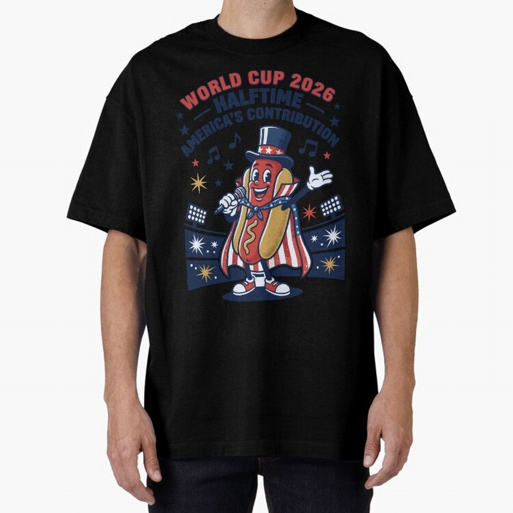 World Cup 2026 Halftime ¡ª America's Contribution V2 Oversized T-Shirt Refresh the FIFA World Cup 2026 USA Canada Mexico Journey through Neymar Highlights, Argentina and Brazil Pride, Global Supporter Spirit, Legendary Goals, National Colors and