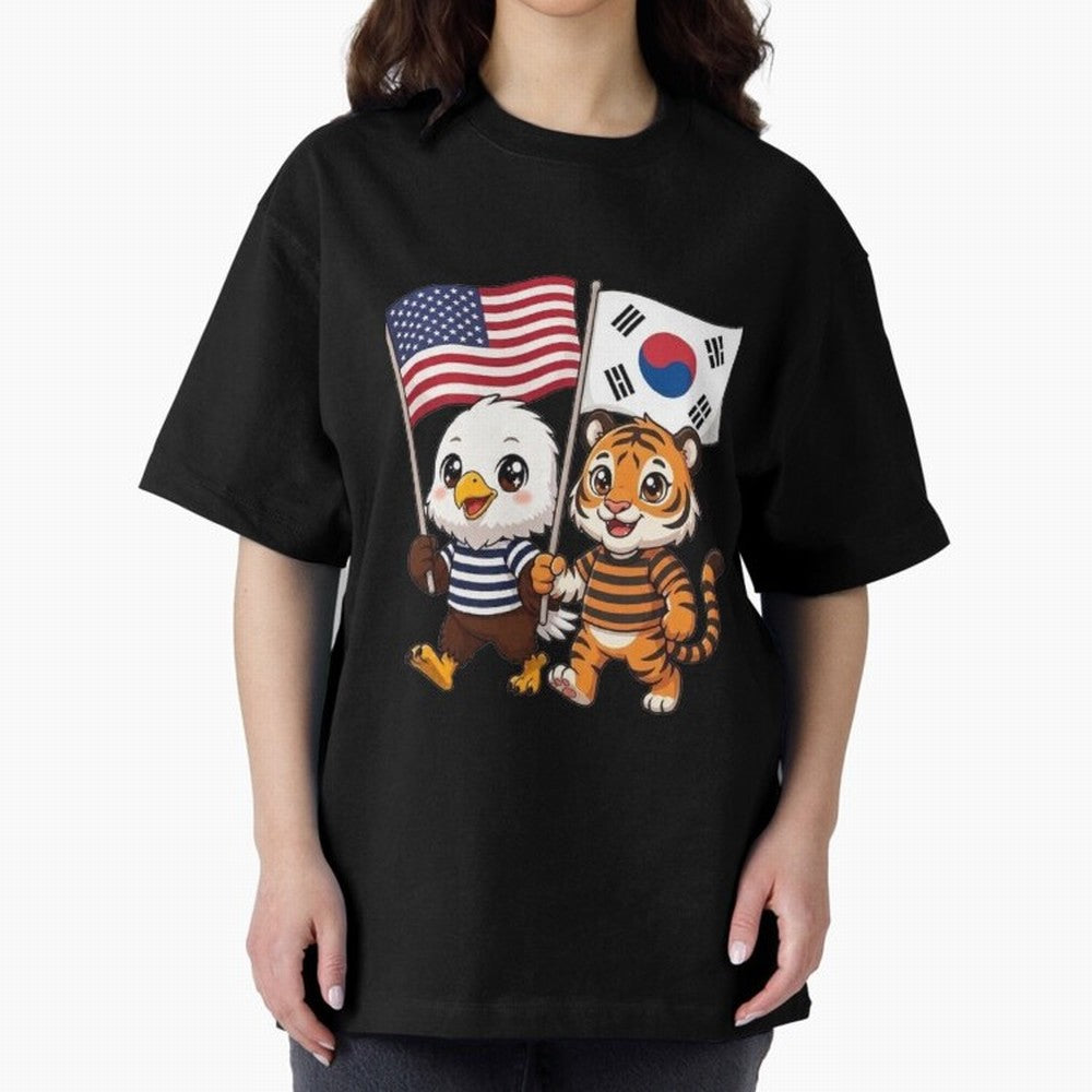 The American eagle and its friend the South Korean tiger Oversized T-Shirt Bring World Football Passion into Match Day Hype around FIFA World Cup 2026 Group Stage, Haaland, France and Portugal, Champion Mindset, Group Stage Buzz, Knockout Tension