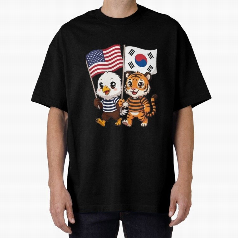 The American eagle and its friend the South Korean tiger Oversized T-Shirt Bring World Football Passion into Match Day Hype around FIFA World Cup 2026 Group Stage, Haaland, France and Portugal, Champion Mindset, Group Stage Buzz, Knockout Tension