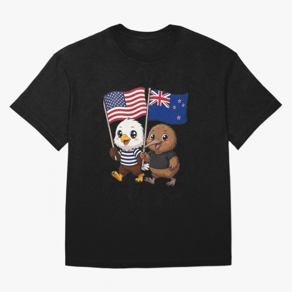 the American eagle and its friend the New Zealand kiwi Oversized T-Shirt Celebrate FIFA World Cup 2026 Group Stage Celebrating Haaland, Spain and Netherlands Energy, Football Passion, Legendary Performances, Festival Vibes and Supporter Community;