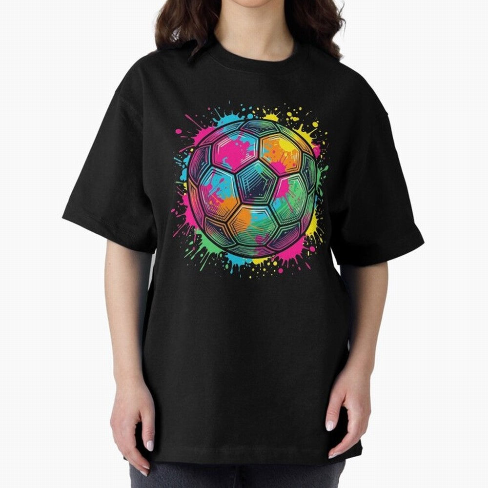 Color Splash Artistic Soccer Ball Design Oversized T-Shirt Show Your Love for the FIFA World Cup 2026 USA Canada Mexico Journey through CR7 and Messi Highlights, Portugal Pride, Football History, Final Match Energy, Crowd Noise and Once in a