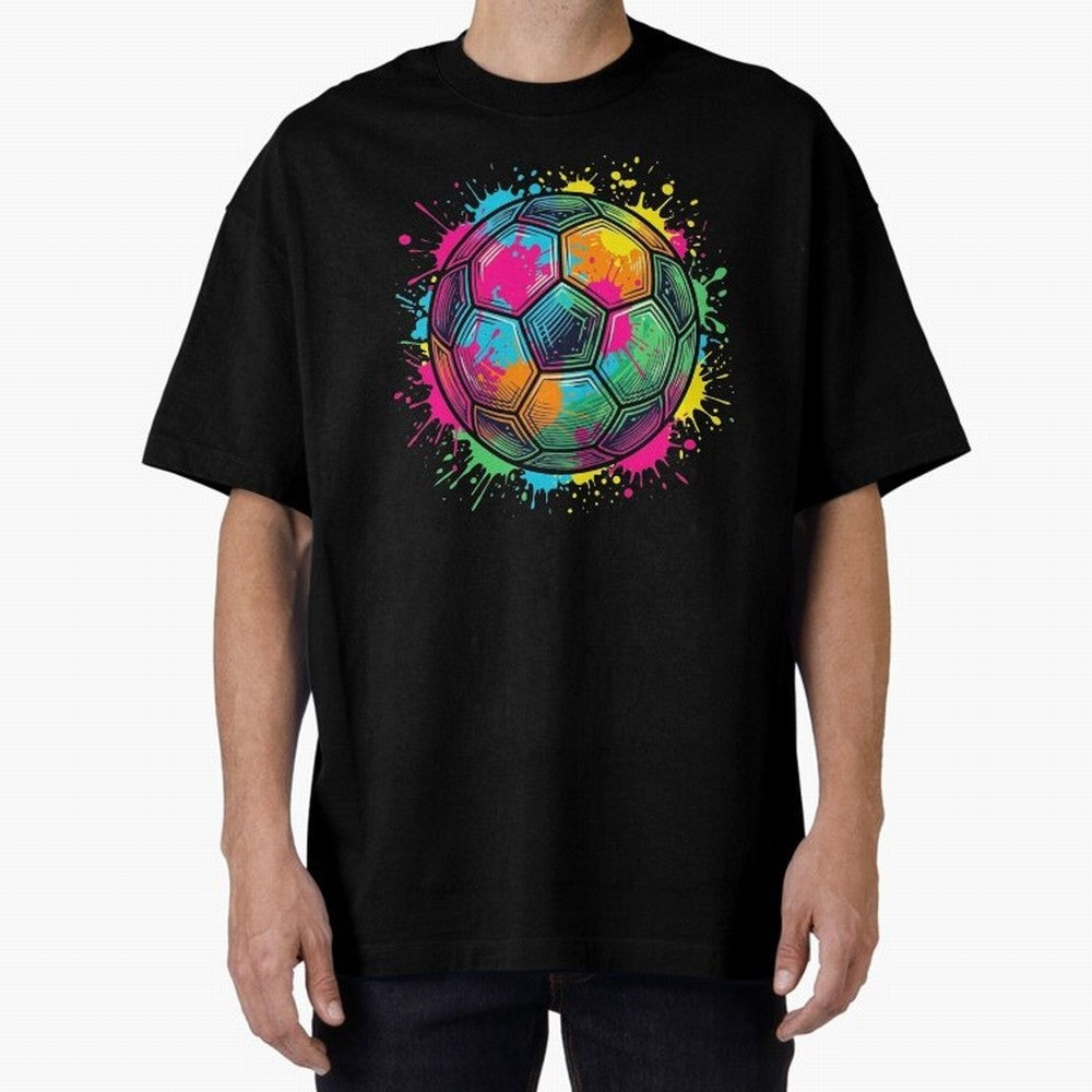 Color Splash Artistic Soccer Ball Design Oversized T-Shirt Show Your Love for the FIFA World Cup 2026 USA Canada Mexico Journey through CR7 and Messi Highlights, Portugal Pride, Football History, Final Match Energy, Crowd Noise and Once in a