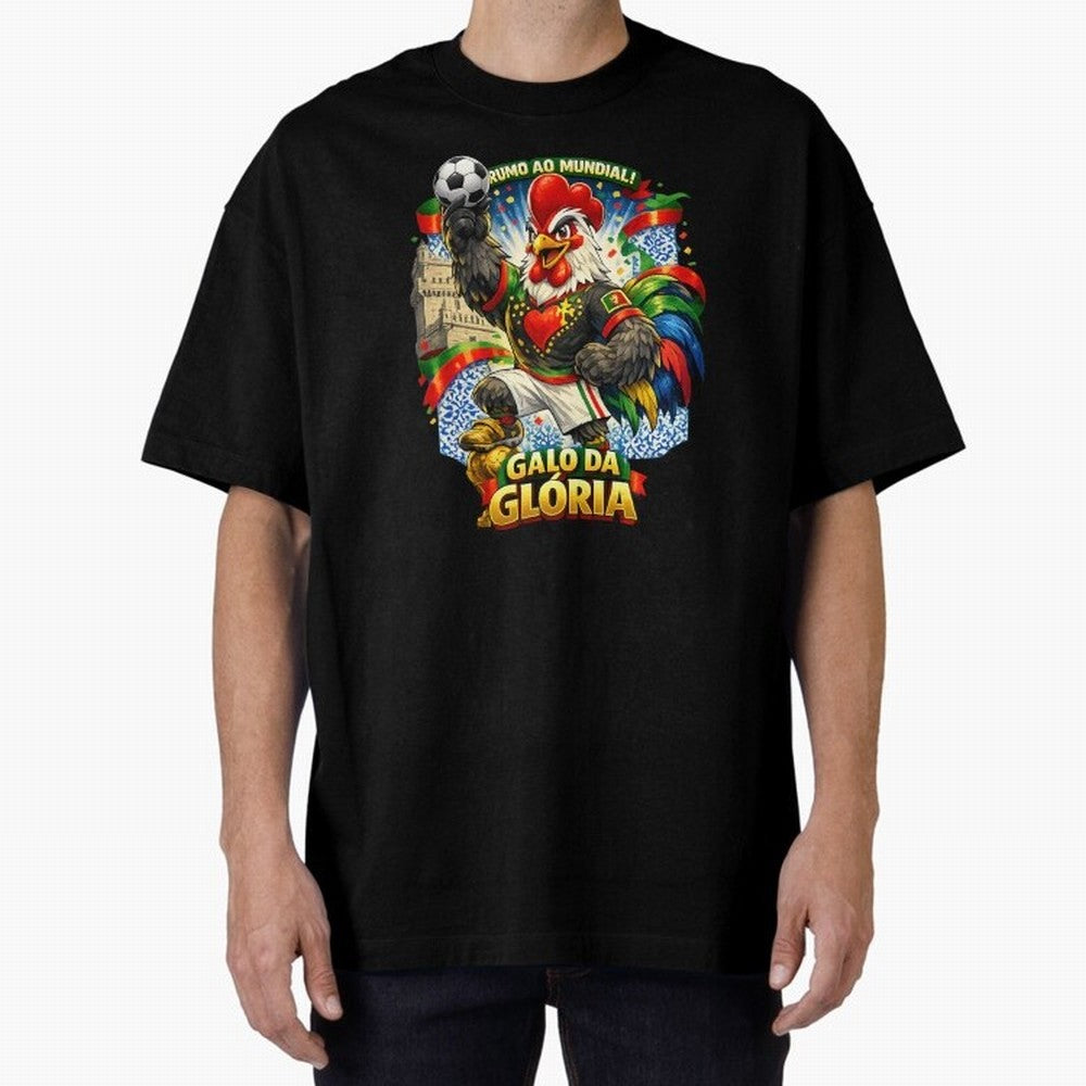 Portugal Rooster World Cup 2026 Fan Art Oversized T-Shirt Celebrate Football Dreams Across the FIFA World Cup 2026 USA Canada Mexico Journey through Mbappe Highlights, Argentina, France and Brazil Pride, Worldwide Fan Energy, Dramatic Goals,