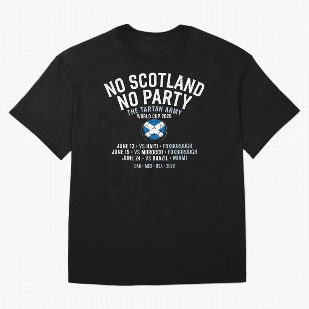 No Scotland No Party 2026 Oversized T-Shirt Celebrate Fan Culture around FIFA World Cup 2026 USA Canada Mexico Spirit, Centered on Argentina and Brazil, Cristiano Ronaldo, Championship Spirit, Famous Goals, Roaring Crowds and International Football