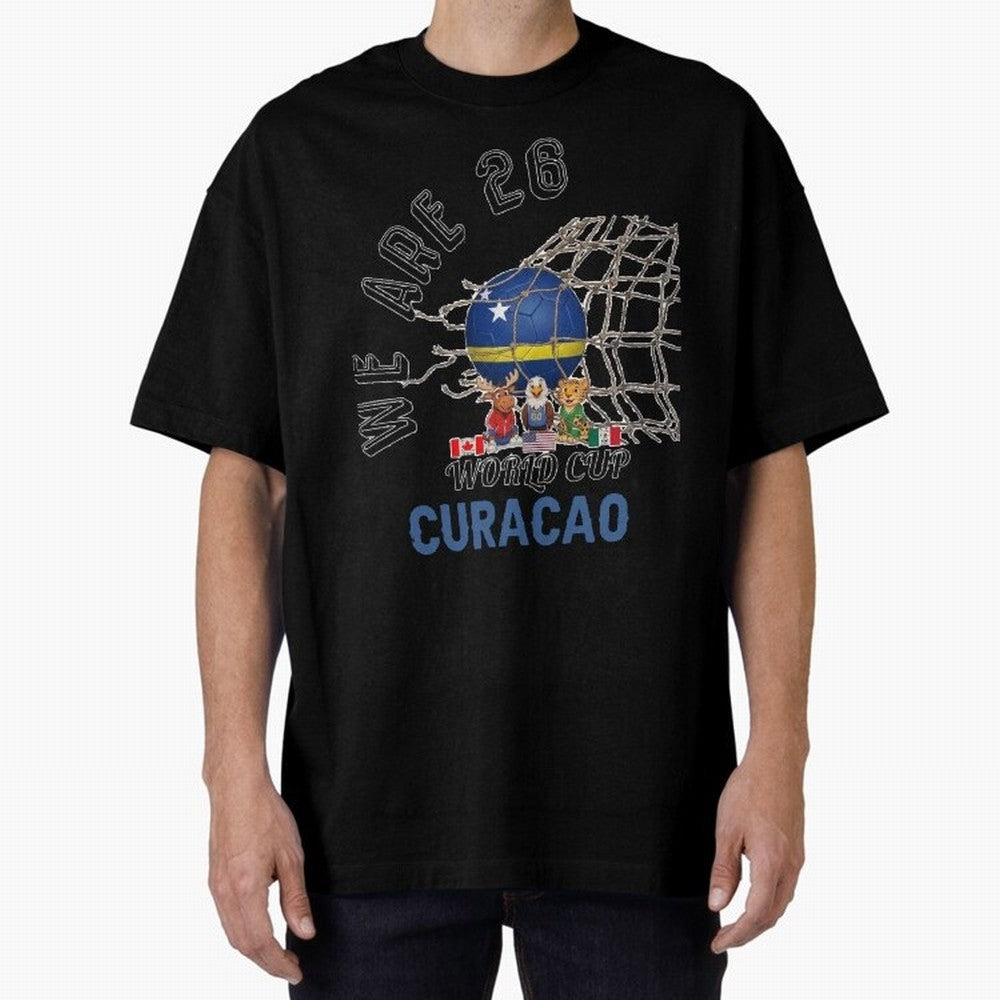 World cup 26 - Curacao Oversized T-Shirt Treasure Match Day Hype around FIFA World Cup 2026 USA Canada Mexico, Mbappe, Netherlands, Champion Mindset, Group Stage Buzz, Knockout Tension and Passionate Fan Culture; Made for Die Hard Supporters,