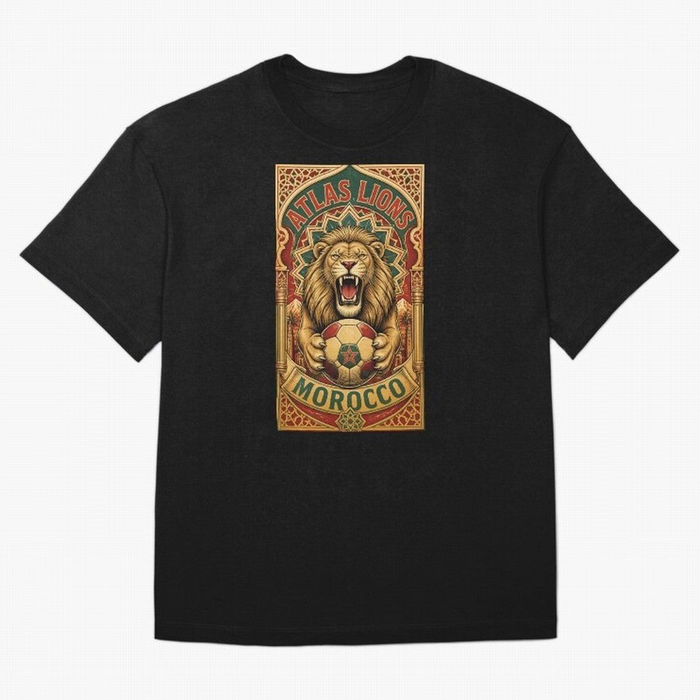 Morocco Soccer Lion - Atlas Lions Vintage African Football Fan T-Shirt Oversized T-Shirt Live for the Drama of Global Football Passion for FIFA World Cup 2026, Made for Neymar, Spain, Retro Football Energy, Iconic Rivalries, Trophy Chase Drama and