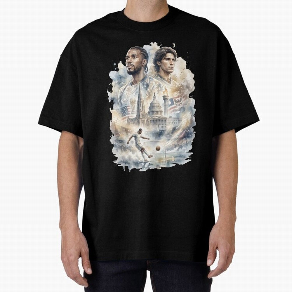FIFA 2026 America Players Oversized T-Shirt Turn Up for FIFA World Cup 2026 Group Stage Spirit, Centered on France and Portugal, Neymar, Tournament Hype, Historic Matchups, Family Viewing Parties and Global Sports Pride; Made for Collectors Who