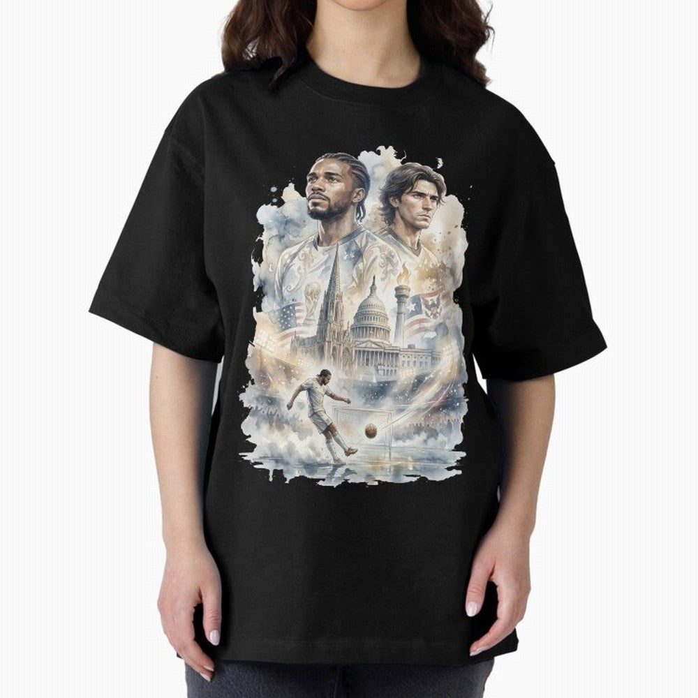 FIFA 2026 America Players Oversized T-Shirt Turn Up for FIFA World Cup 2026 Group Stage Spirit, Centered on France and Portugal, Neymar, Tournament Hype, Historic Matchups, Family Viewing Parties and Global Sports Pride; Made for Collectors Who