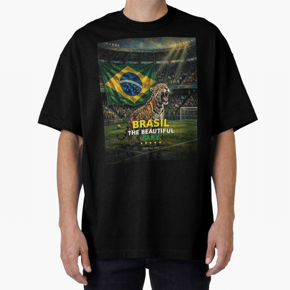 Brasil The Beautiful Game - World Cup 2026 Soccer Fan Tee Oversized T-Shirt Celebrate Unforgettable Nights in Match Day Hype around FIFA World Cup 2026 Group Stage, Haaland, Spain, Global Supporter Spirit, Legendary Goals, National Colors and