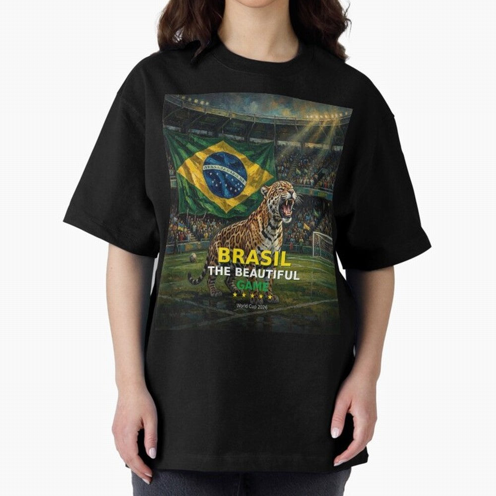 Brasil The Beautiful Game - World Cup 2026 Soccer Fan Tee Oversized T-Shirt Celebrate Unforgettable Nights in Match Day Hype around FIFA World Cup 2026 Group Stage, Haaland, Spain, Global Supporter Spirit, Legendary Goals, National Colors and