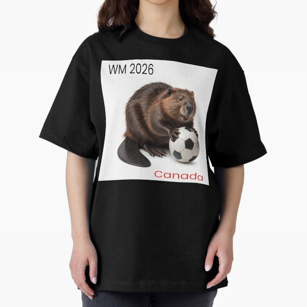 Canadian beaver invites you to World Cup 2026 in USA, Canada and Mexico Oversized T-Shirt Bring FIFA World Cup 2026 USA Canada Mexico for Fans of CR7 and Messi and Argentina, Bringing Championship Spirit, Famous Goals, Roaring Crowds and