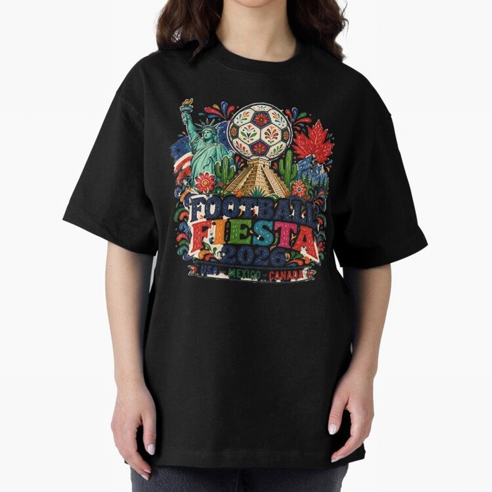 Football Fiesta 2026 Soccer Celebration Art Oversized T-Shirt Bring International Match Energy to FIFA World Cup 2026 for Fans of Mbappe and Neymar and Argentina, Bringing Stadium Chants, National Pride, Trophy Dreams and Unforgettable Football