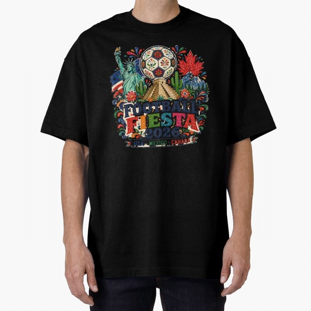Football Fiesta 2026 Soccer Celebration Art Oversized T-Shirt Bring International Match Energy to FIFA World Cup 2026 for Fans of Mbappe and Neymar and Argentina, Bringing Stadium Chants, National Pride, Trophy Dreams and Unforgettable Football