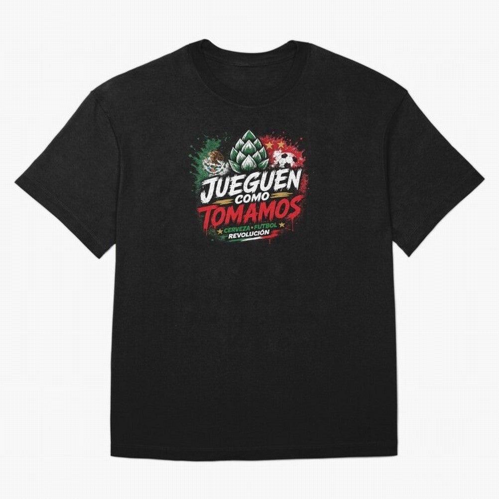 Jueguen Como Tomamos Futbol Cervecero Oversized T-Shirt Support Iconic Players in FIFA World Cup 2026 Group Stage Driven by Cristiano Ronaldo, Portugal Energy, Sports Nostalgia, International Competition, Famous Players and Unforgettable Victories;