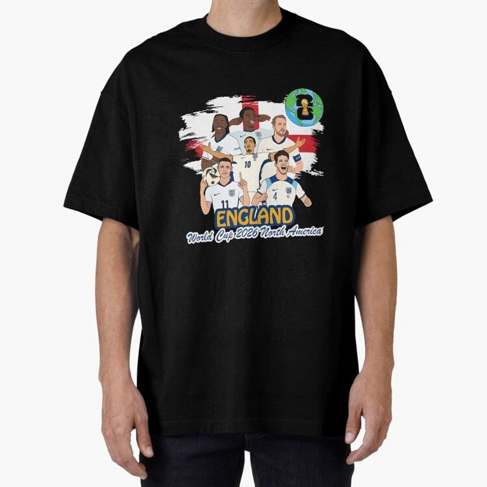 England Soccer Stars World Cup 2026 North America Oversized T-Shirt Make Memories around FIFA World Cup 2026 Group Stage Inspired by Neymar, Haaland and Cristiano Ronaldo, England, France and Netherlands Energy, Supporter Pride, Iconic