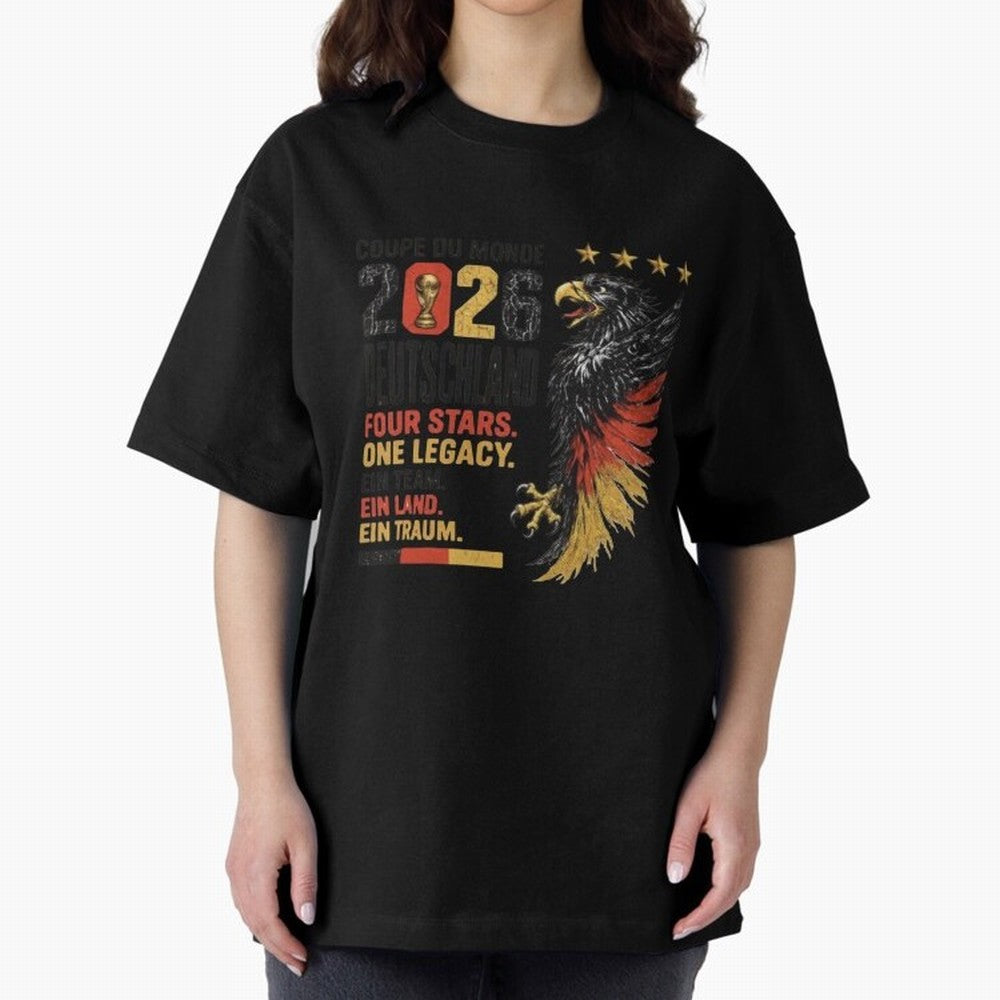 Germany Soccer World Cup 2026 Eagle Vintage Design Oversized T-Shirt Create FIFA World Cup 2026 Spirit, Connected to England, Neymar, Haaland and Cristiano Ronaldo, Classic Soccer Heritage, Championship Pressure, Fan Loyalty and International