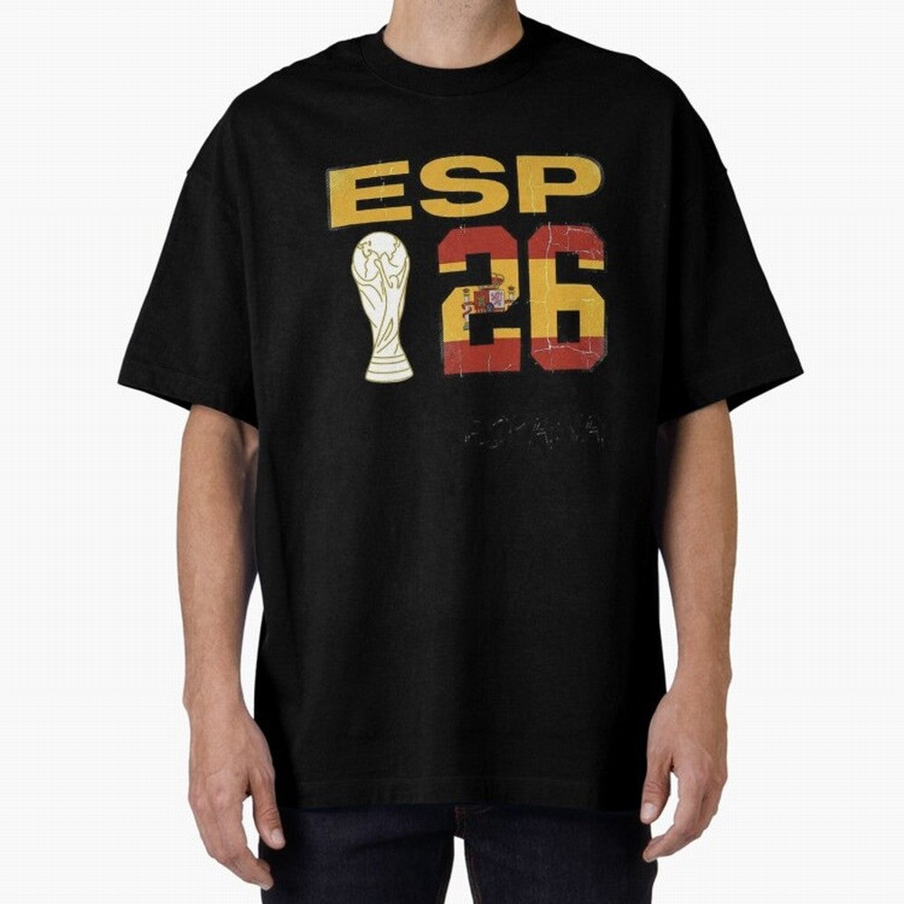 Spain Football World Cup 2026 - Vintage ESP 26 Flag Design Oversized T-Shirt Bring FIFA World Cup 2026 with Cristiano Ronaldo, England Energy, Worldwide Fan Energy, Dramatic Goals, Stadium Lights and Championship Celebrations; Great for Watch