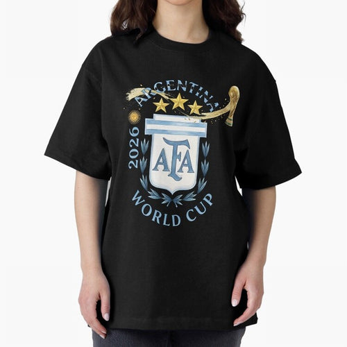 Argentina Football Champion World Cup 2026 - Gold Stars Watercolor Oversized T-Shirt Fuel the Hype around Match Day Hype around FIFA World Cup 2026, Mbappe, England and Germany, Classic Soccer Heritage, Championship Pressure, Fan Loyalty and