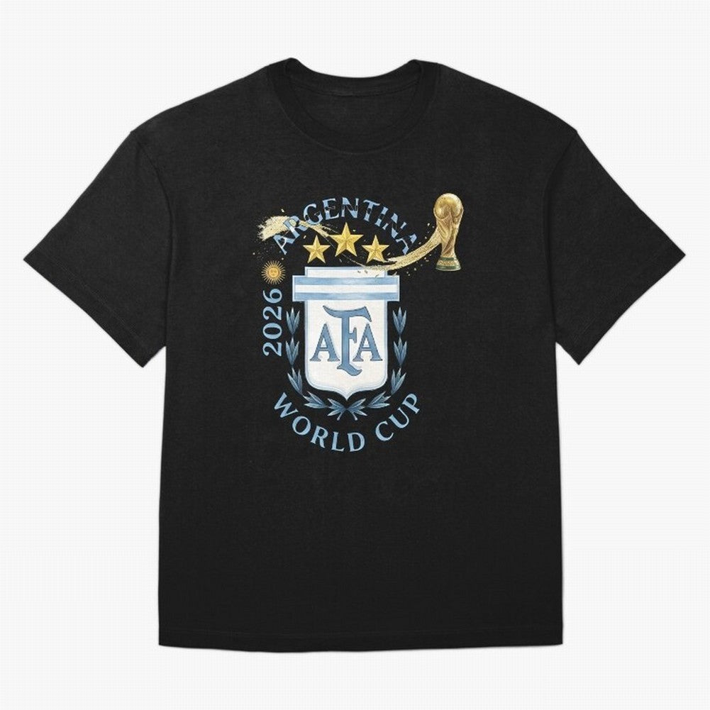 Argentina Football Champion World Cup 2026 - Gold Stars Watercolor Oversized T-Shirt Fuel the Hype around Match Day Hype around FIFA World Cup 2026, Mbappe, England and Germany, Classic Soccer Heritage, Championship Pressure, Fan Loyalty and