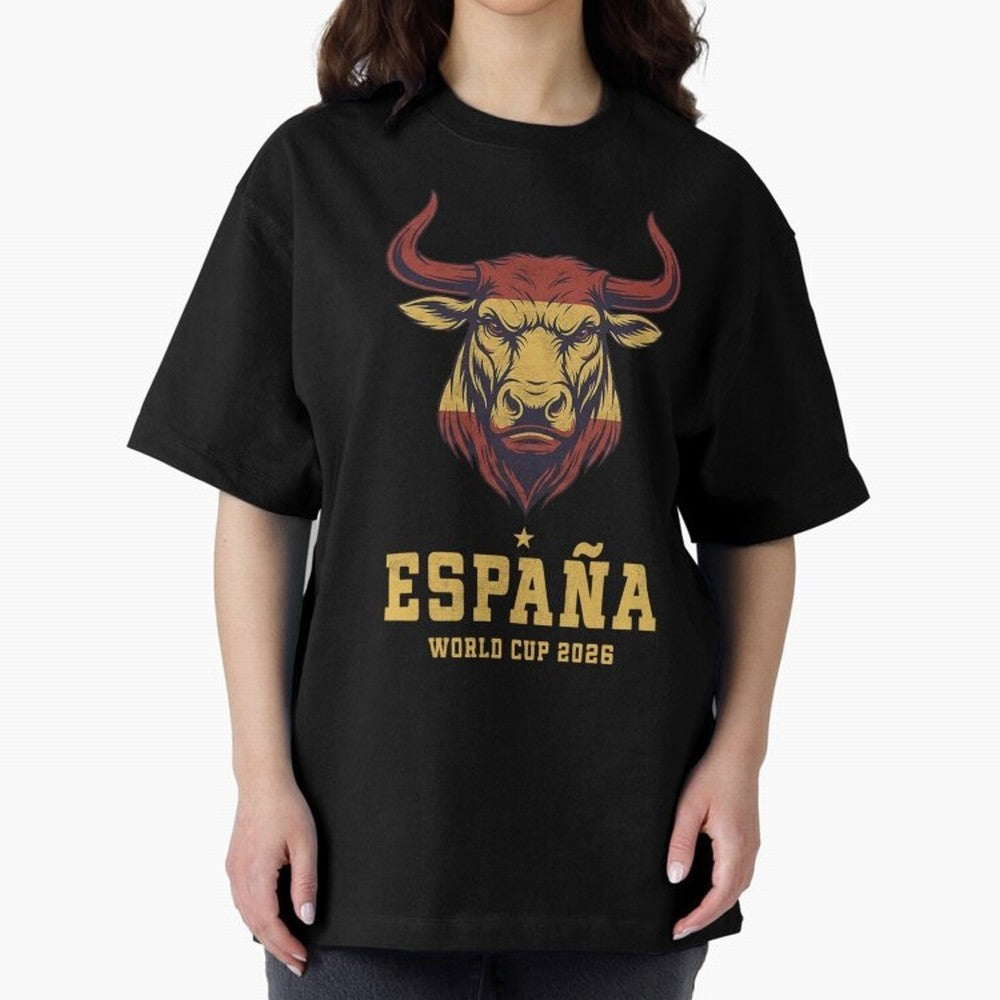 Spain Football World Cup 2026 - Vintage Spanish Bull Espa?a Oversized T-Shirt Fuel the Hype around Match Day Hype around FIFA World Cup 2026, Mbappe, England and Germany, Classic Soccer Heritage, Championship Pressure, Fan Loyalty and International
