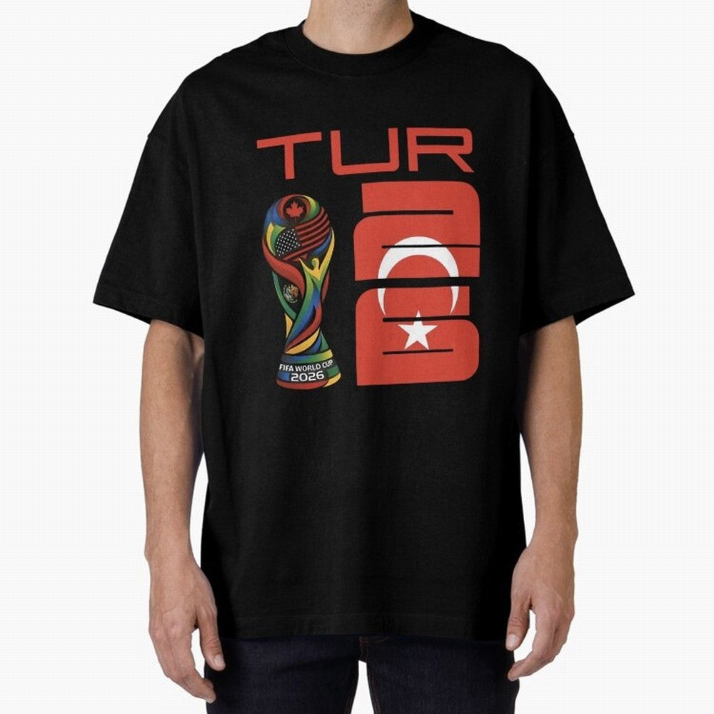 Turkey Football World Cup 2026 Fan Design Oversized T-Shirt Carry the Colors and Pride of FIFA World Cup 2026 Group Stage Featuring Neymar, Argentina, France and Brazil Energy, Football Passion, Legendary Performances, Festival Vibes and Supporter