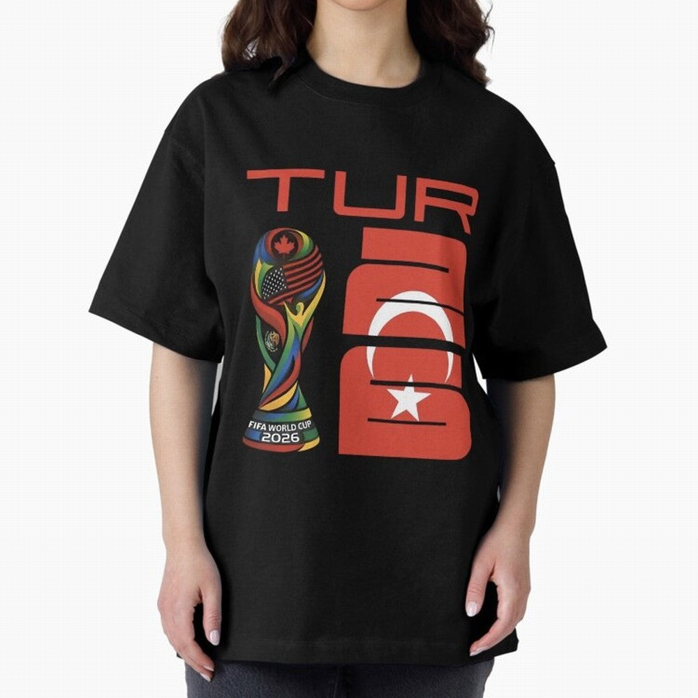Turkey Football World Cup 2026 Fan Design Oversized T-Shirt Carry the Colors and Pride of FIFA World Cup 2026 Group Stage Featuring Neymar, Argentina, France and Brazil Energy, Football Passion, Legendary Performances, Festival Vibes and Supporter
