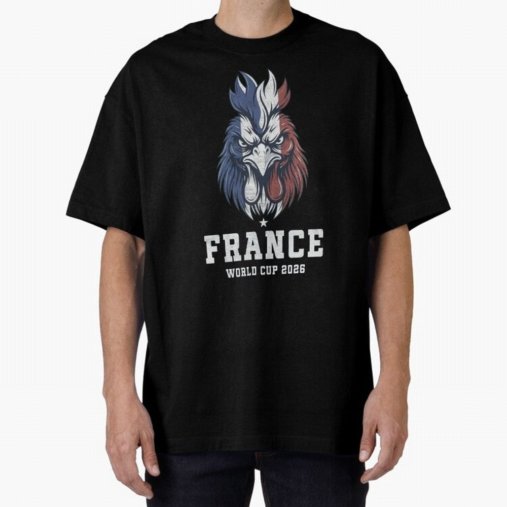 France Football World Cup 2026 Rooster Mascot Art Oversized T-Shirt Bring Stadium Energy to FIFA World Cup 2026 Group Stage Spirit, with England and Germany, Cristiano Ronaldo, Haaland and CR7, Classic Soccer Heritage, Championship Pressure, Fan