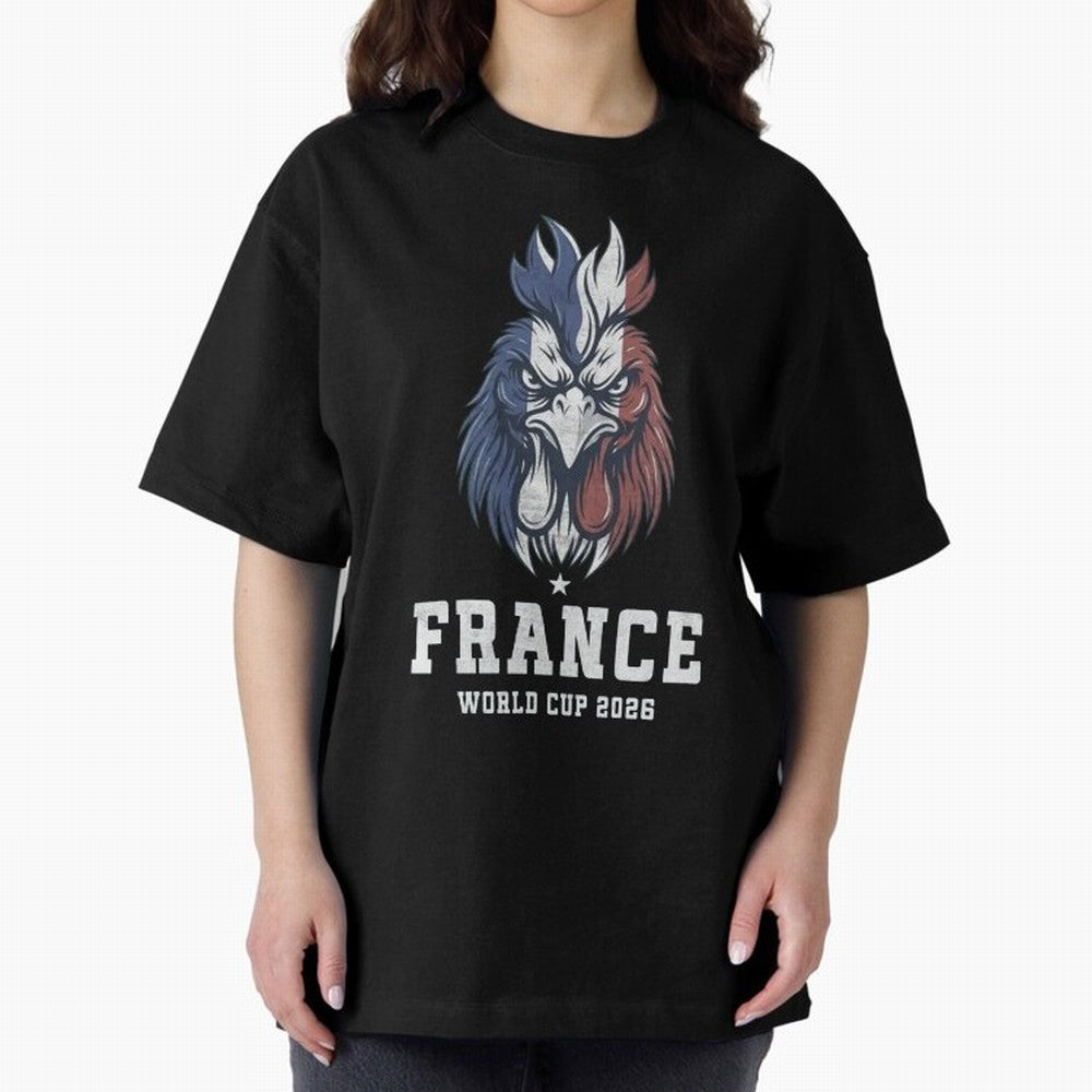 France Football World Cup 2026 Rooster Mascot Art Oversized T-Shirt Bring Stadium Energy to FIFA World Cup 2026 Group Stage Spirit, with England and Germany, Cristiano Ronaldo, Haaland and CR7, Classic Soccer Heritage, Championship Pressure, Fan